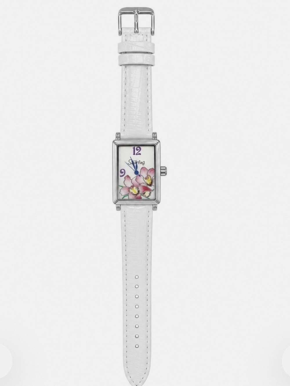 Stuhrling Original 306A.1115Q2 Women’s Quartz Floral Watch White Leather